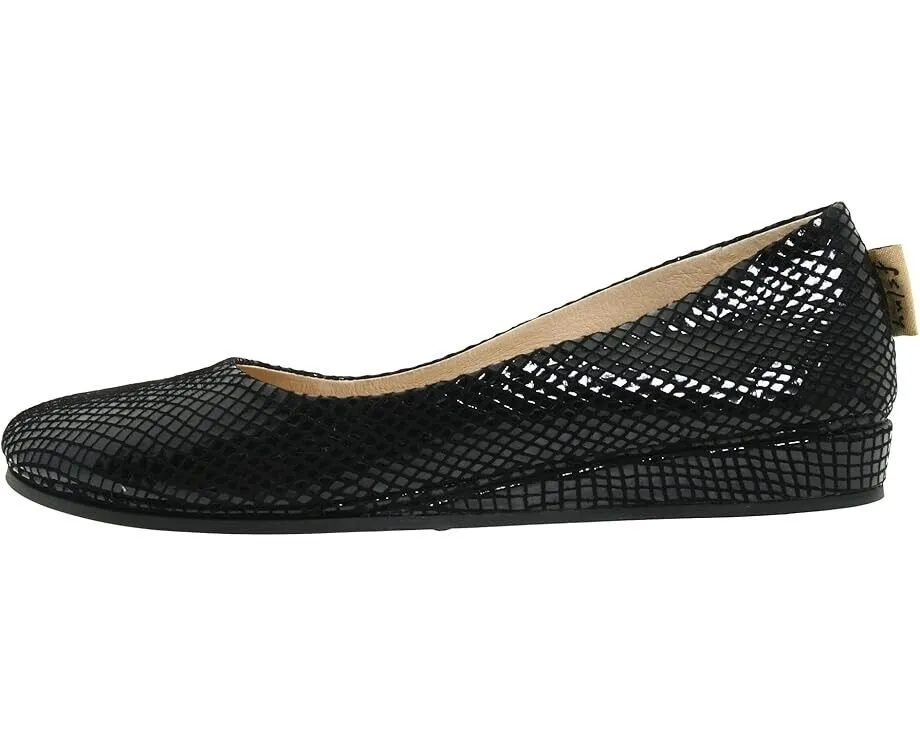 French Sole Zeppa Flats Women's US 6.5 Black Snake Print Slip-On Shoes ZPO98 (Black,6.5)