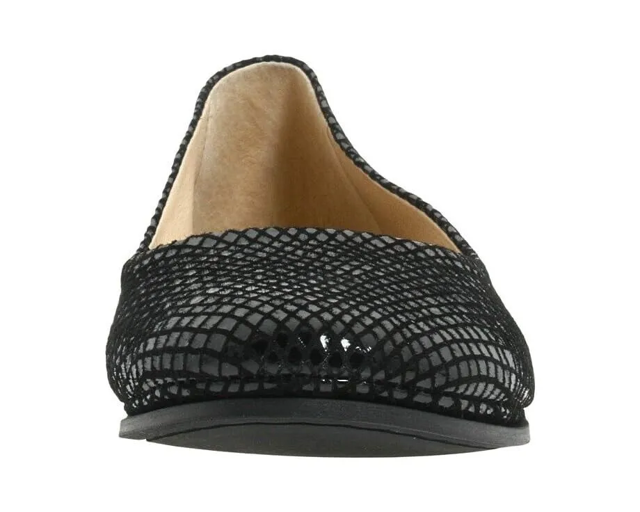 French Sole Zeppa Flats Women's US 6.5 Black Snake Print Slip-On Shoes ZPO98 (Black,6.5)