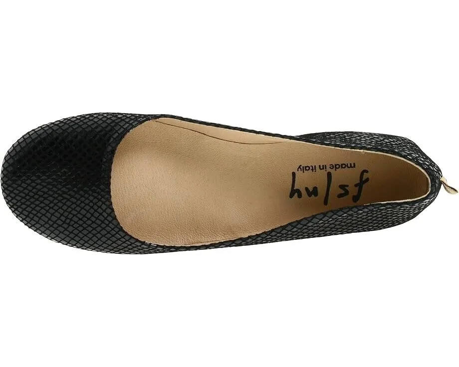 French Sole Zeppa Flats Women's US 6.5 Black Snake Print Slip-On Shoes ZPO98 (Black,6.5)