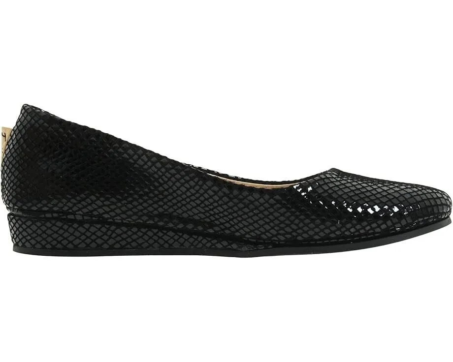 French Sole Zeppa Flats Women's US 6.5 Black Snake Print Slip-On Shoes ZPO98 (Black,6.5)