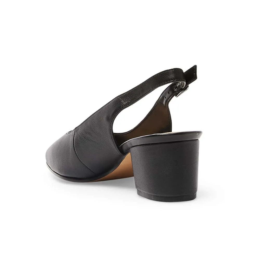 Garland Heel in Black Leather
