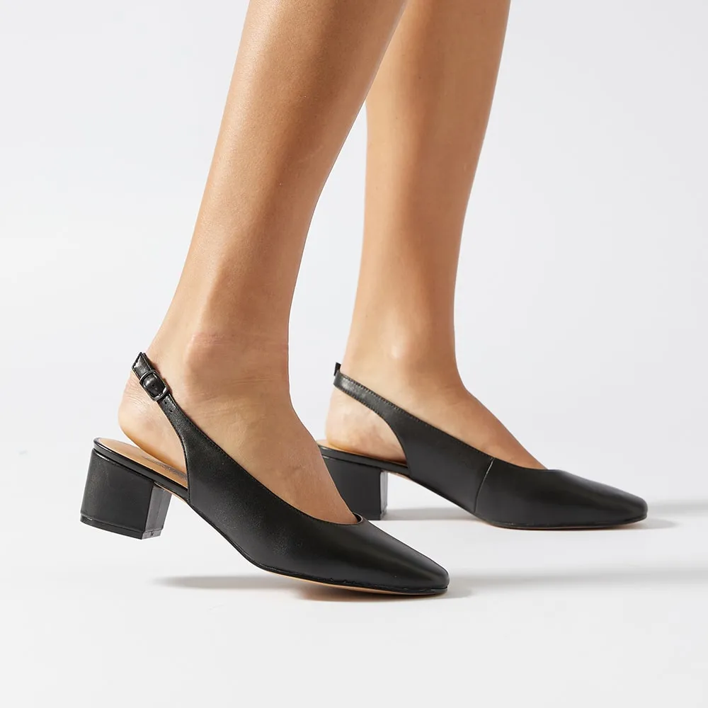 Garland Heel in Black Leather