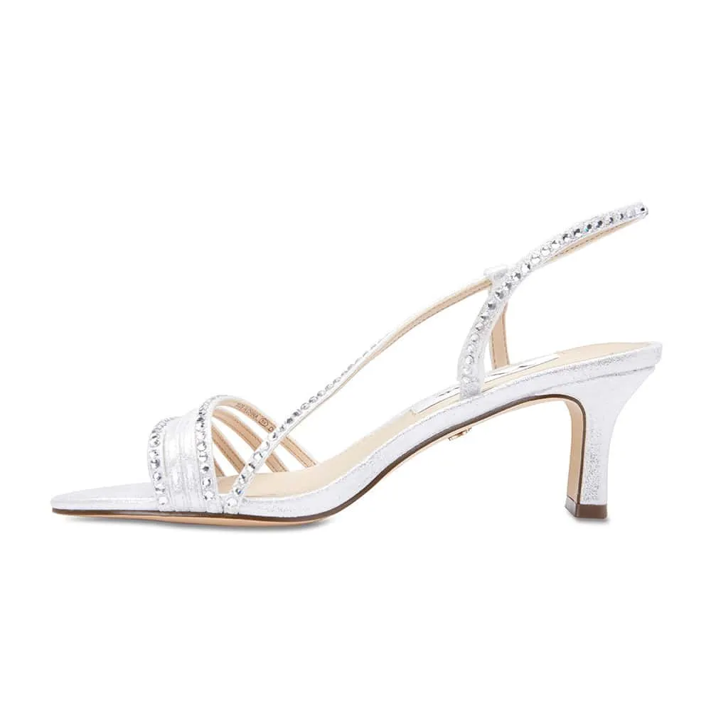 Gerri Heel in Silver Satin
