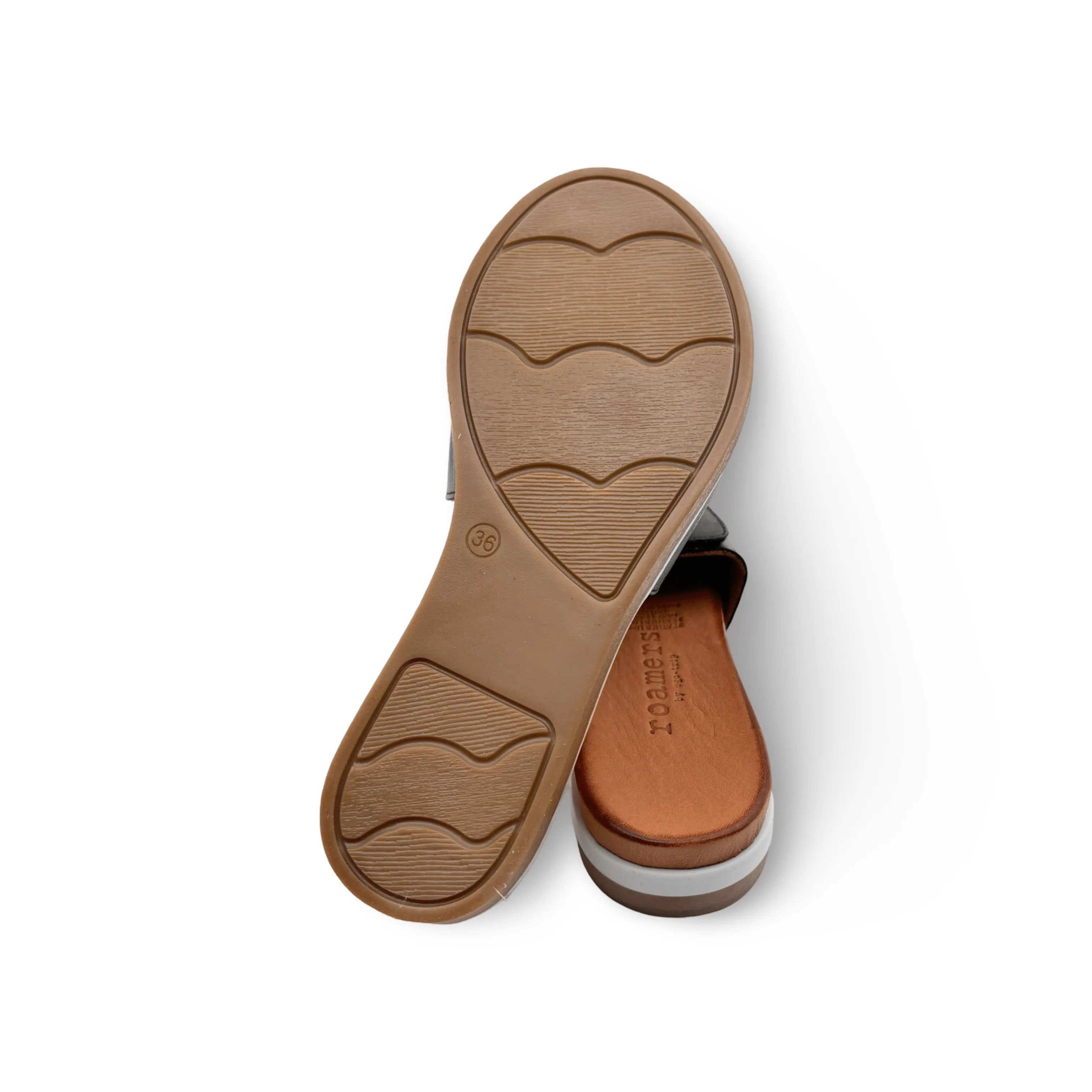 Gia Black Adjustable Leather Slide