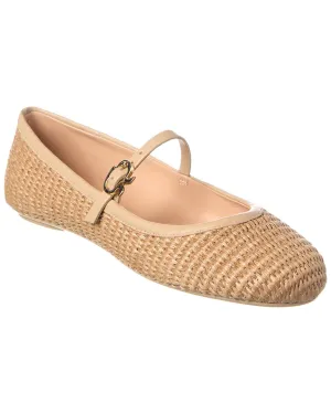 Gianvito Rossi Carla Straw & Leather Flat