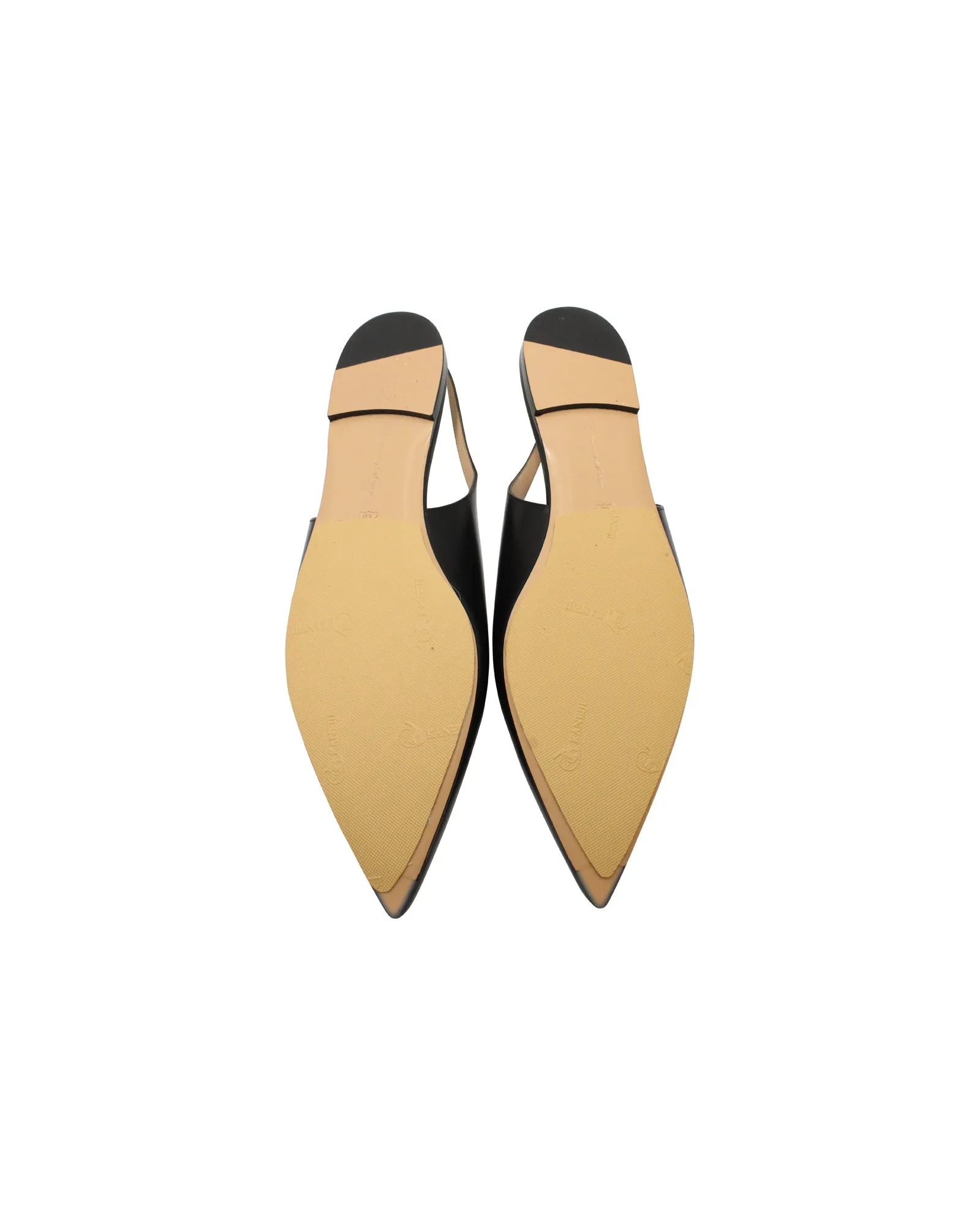 Gianvito Rossi Slingback Flats in Black Leather