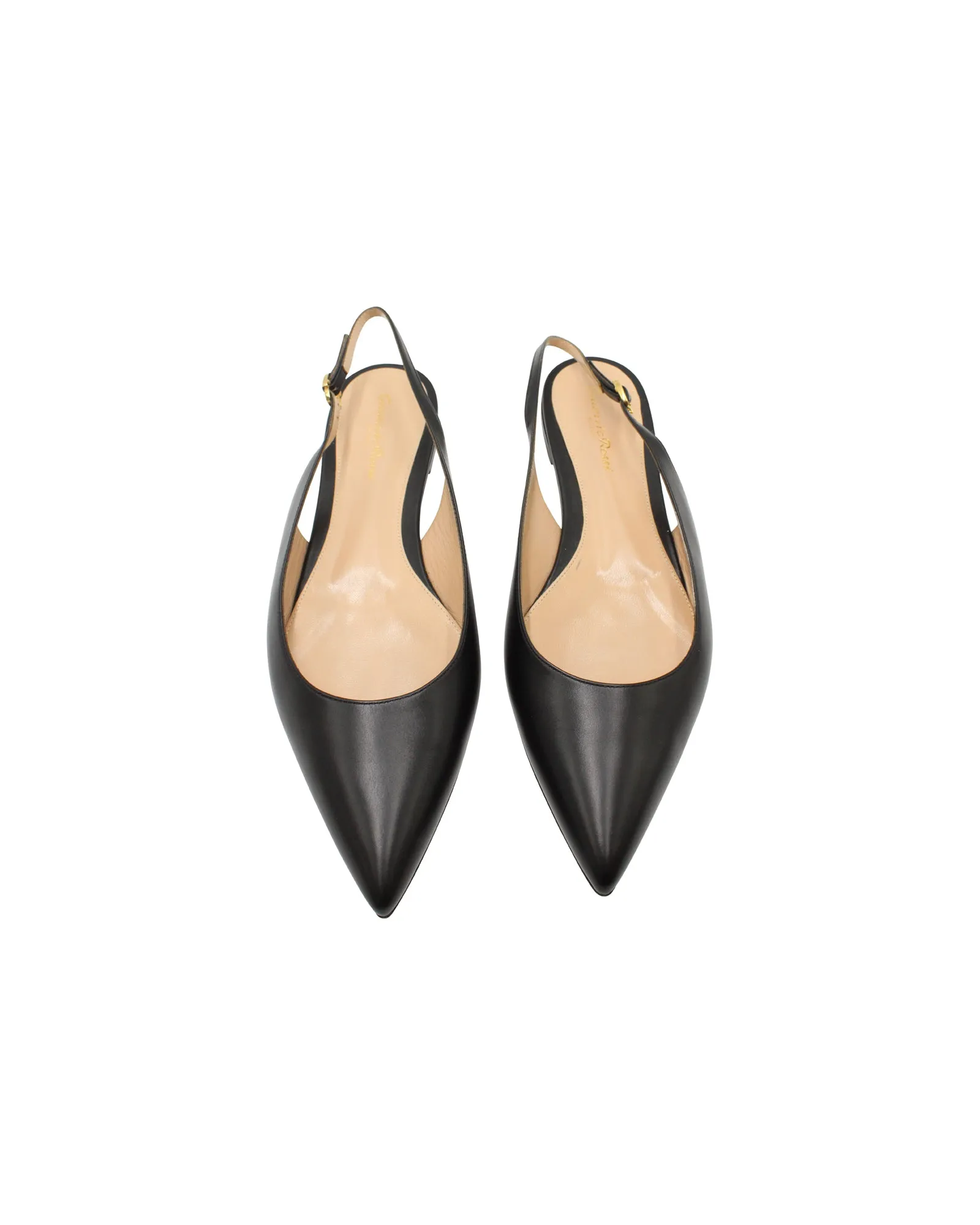 Gianvito Rossi Slingback Flats in Black Leather