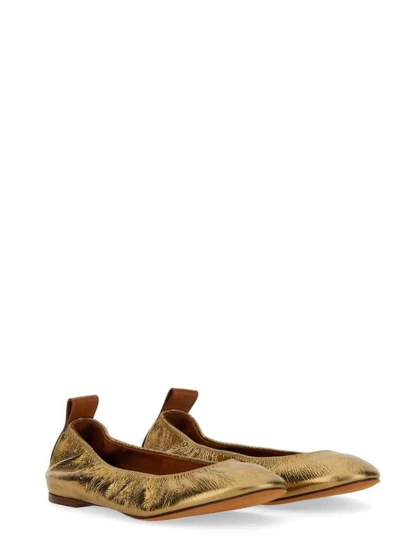 Gold Leather Ballerina Flats