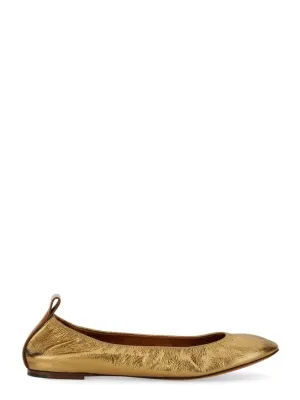 Gold Leather Ballerina Flats