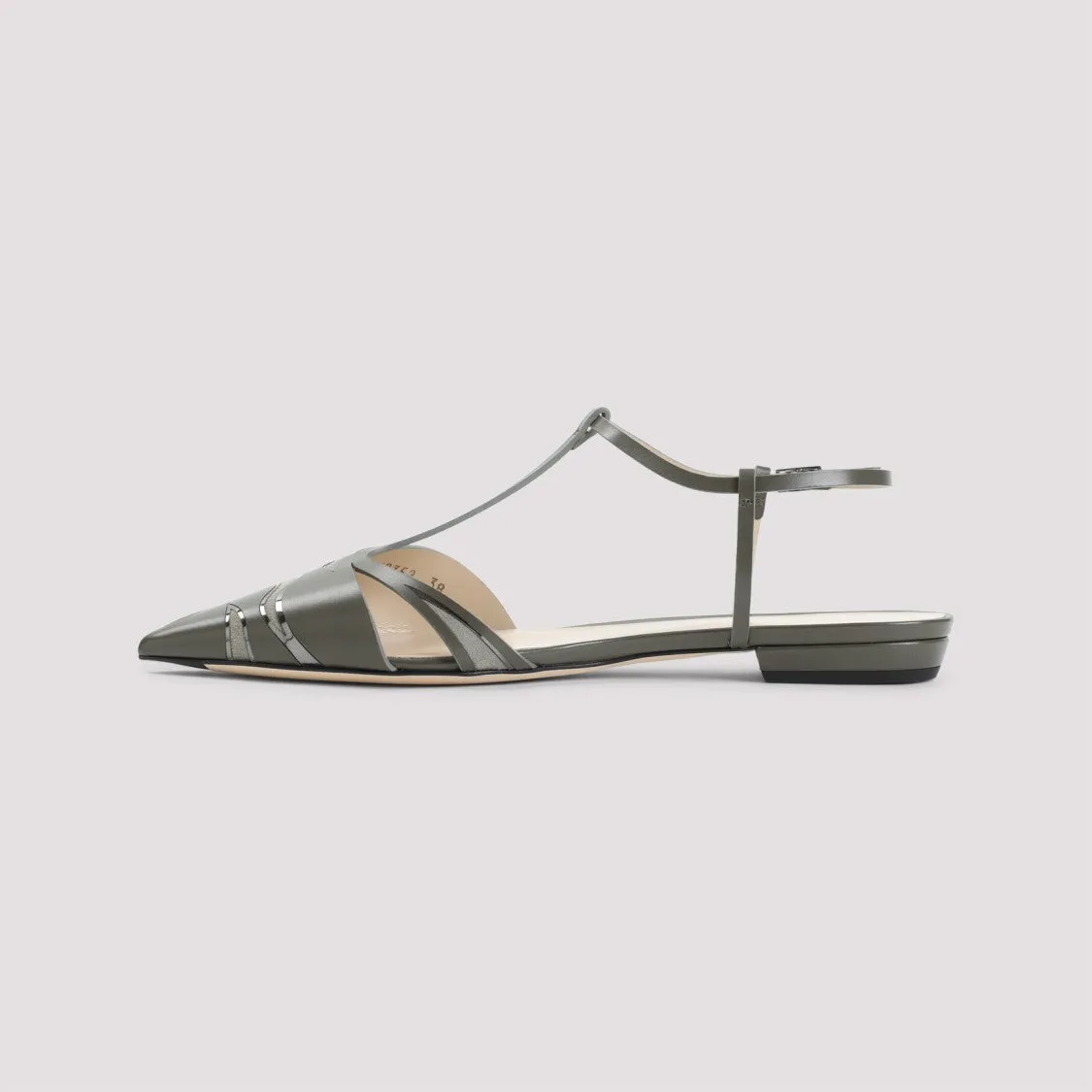 Green Calf Leather Ballerinas
