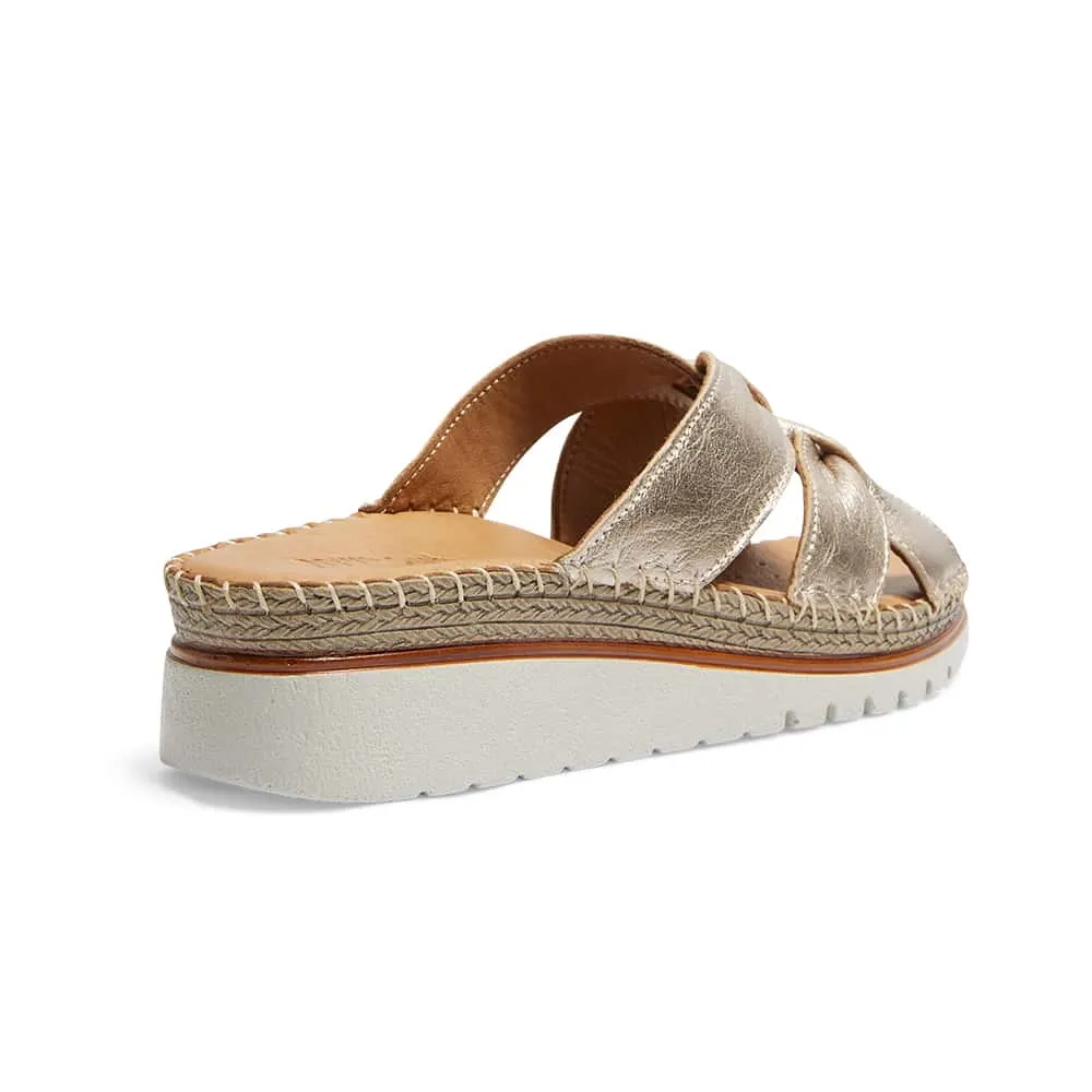 Hannah Slide in Pewter Leather