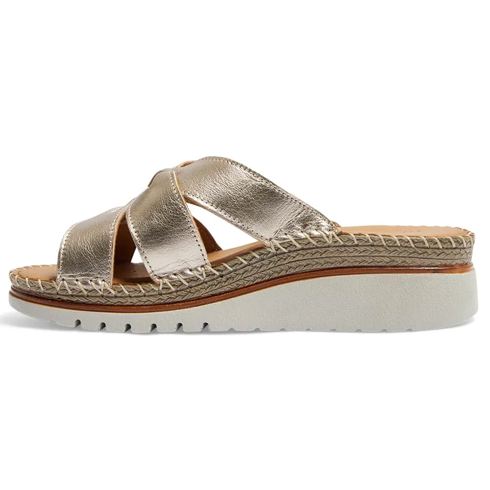 Hannah Slide in Pewter Leather