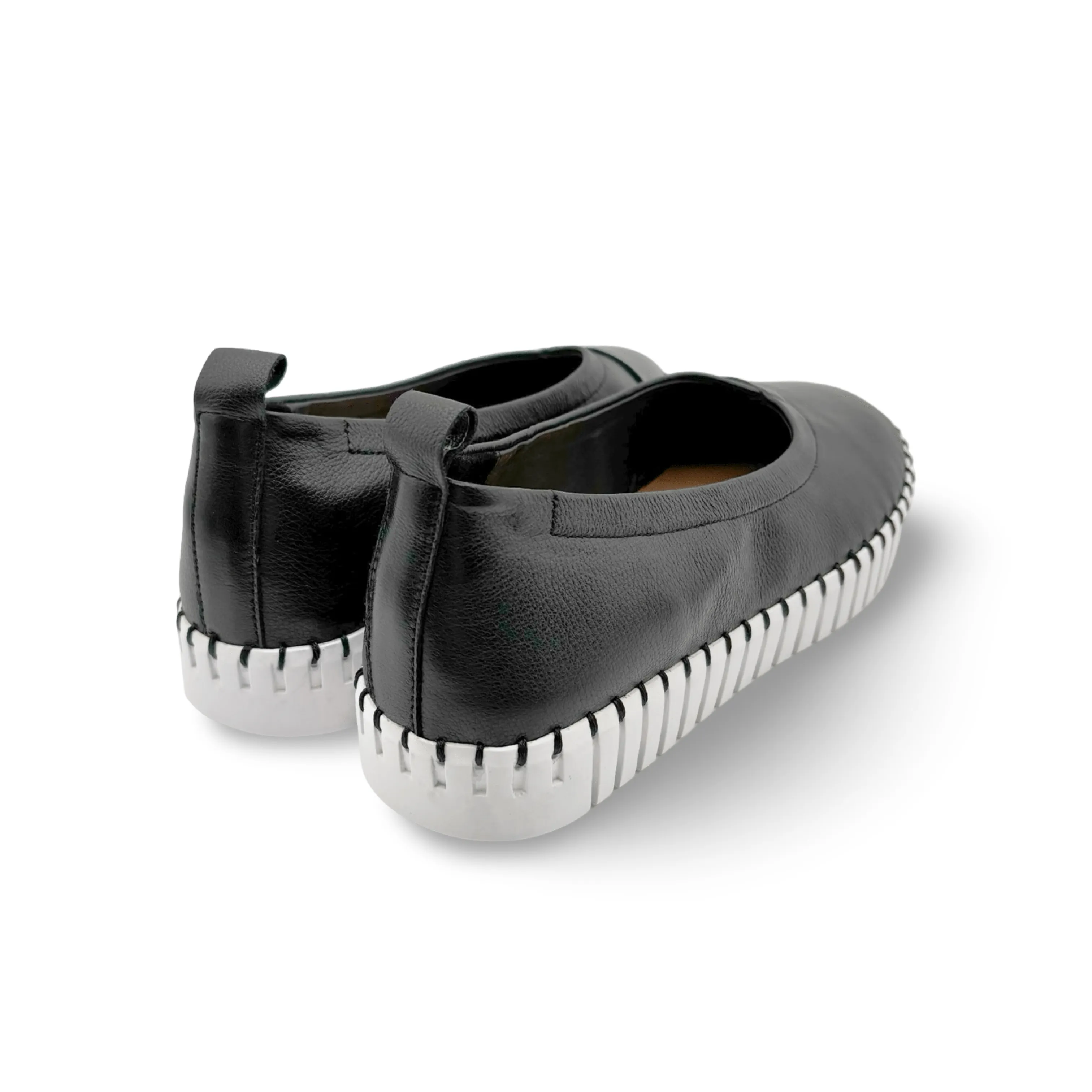 Heaton Black Leather Flat