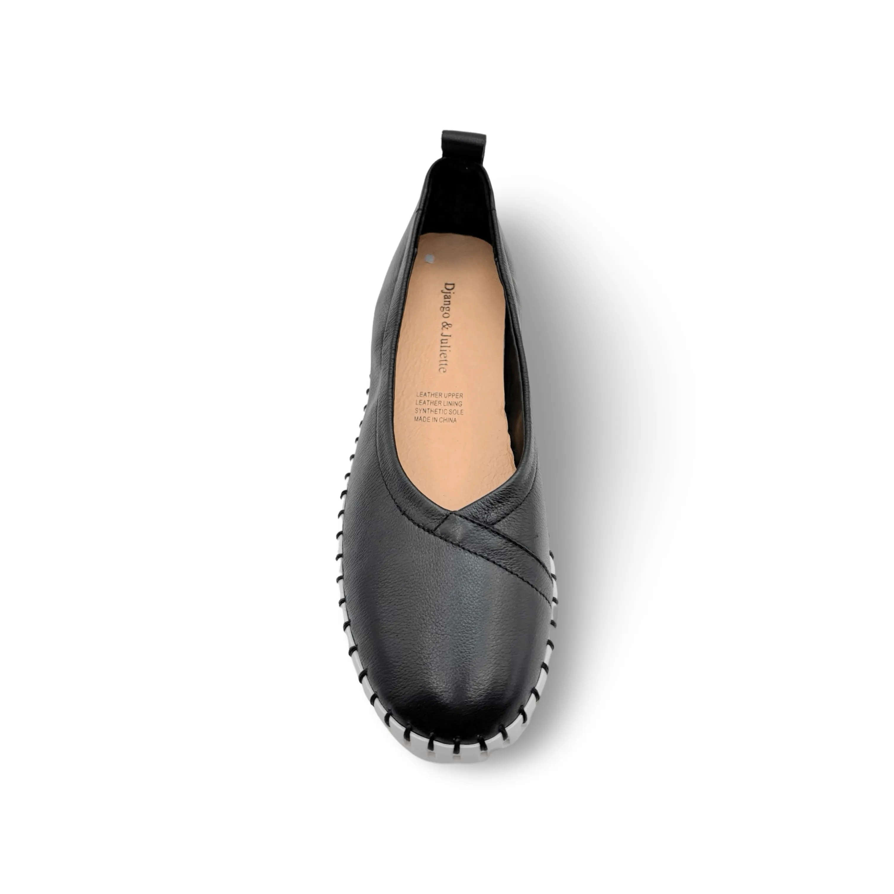 Heaton Black Leather Flat