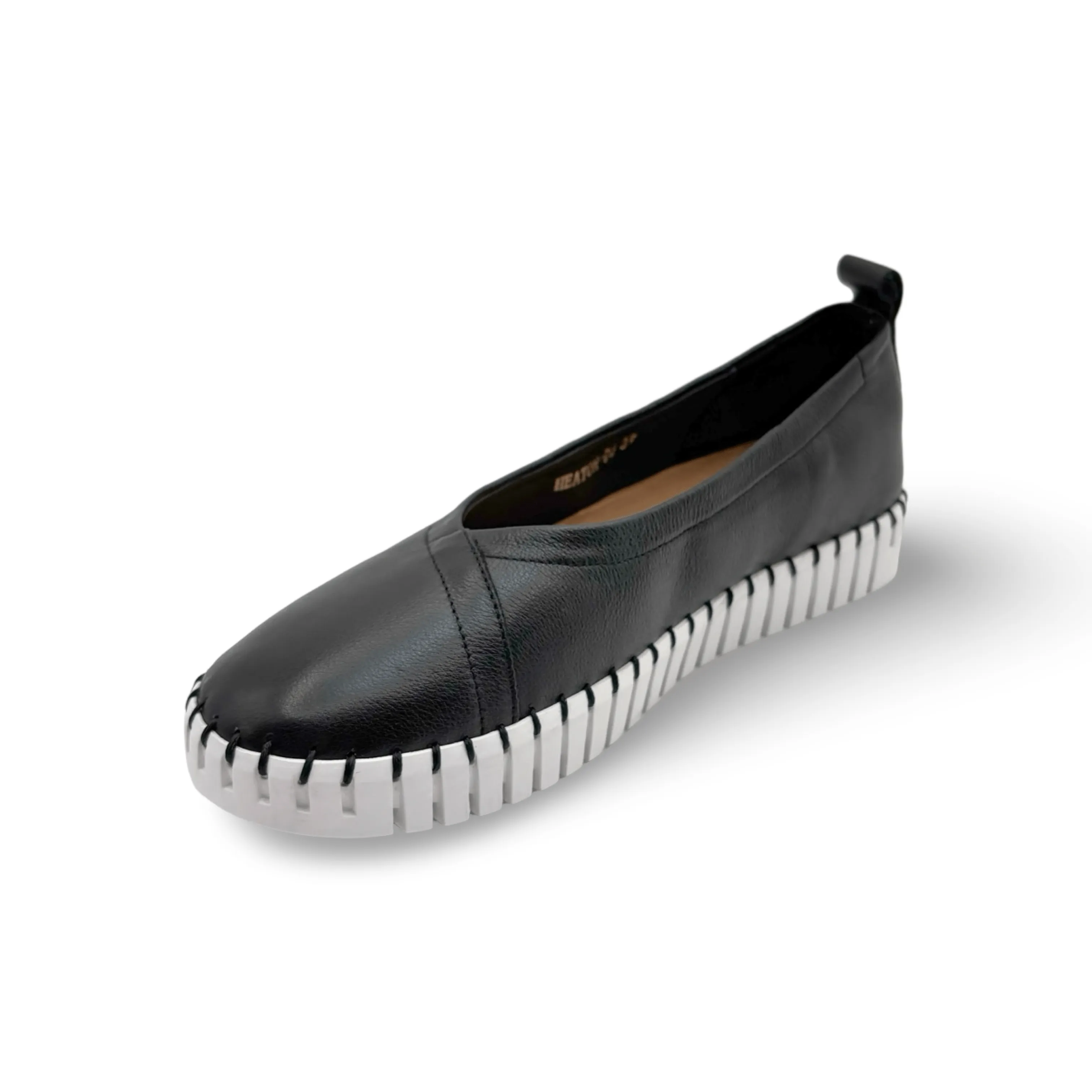 Heaton Black Leather Flat