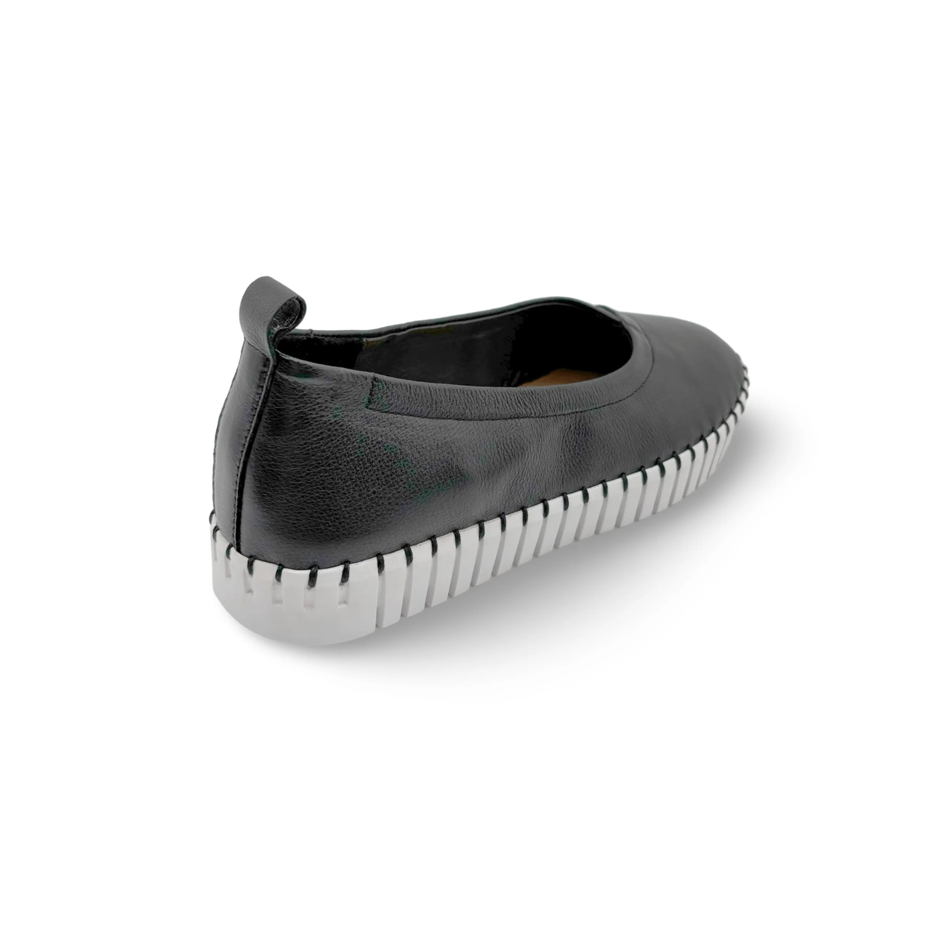 Heaton Black Leather Flat