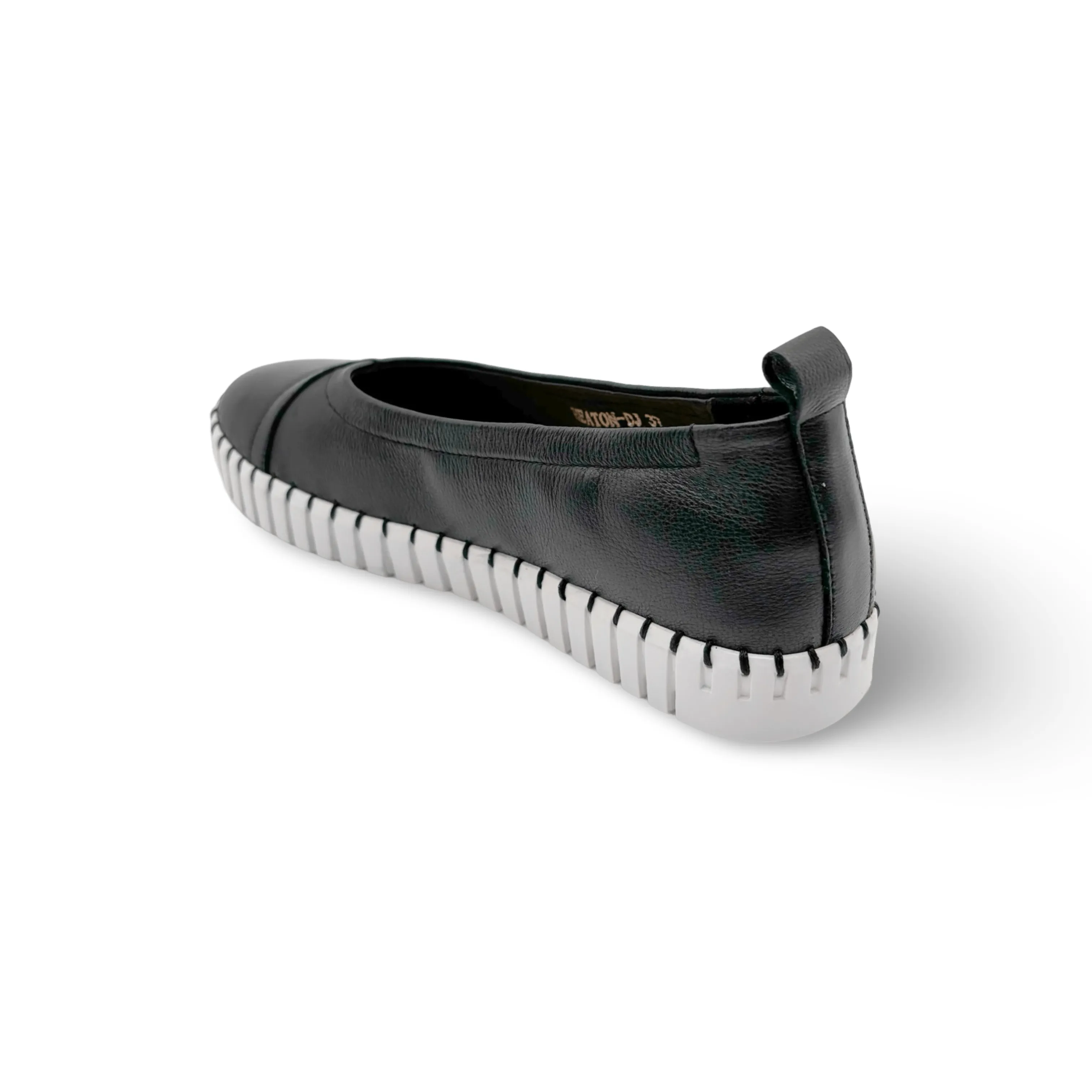 Heaton Black Leather Flat