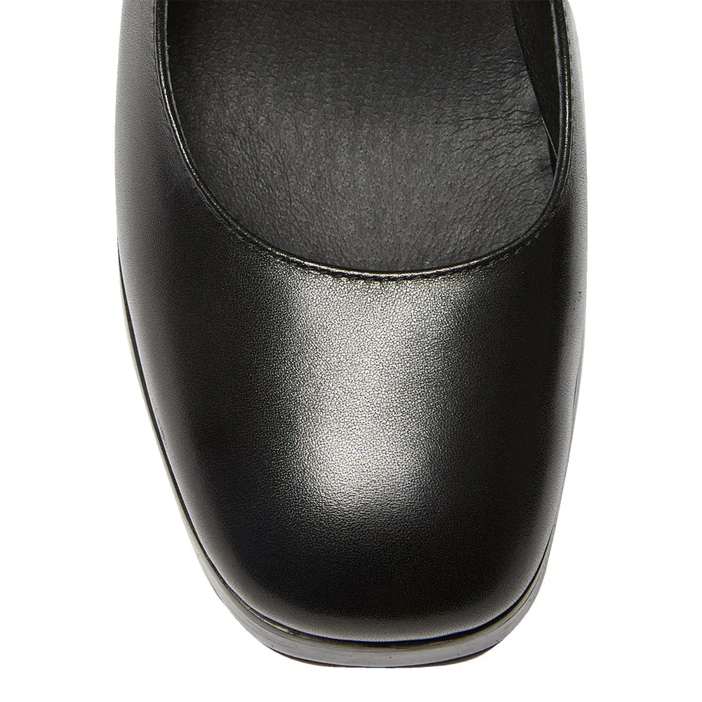 Hilton Heel in Black Leather