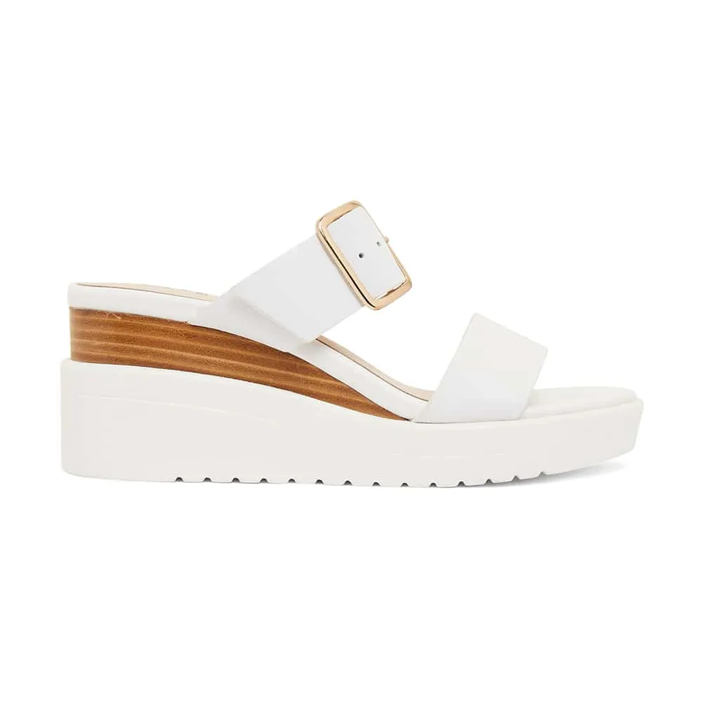 Indulge Wedge in White Leather