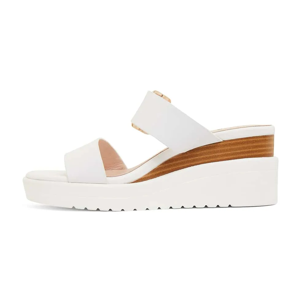 Indulge Wedge in White Leather