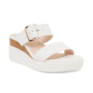 Indulge Wedge in White Leather