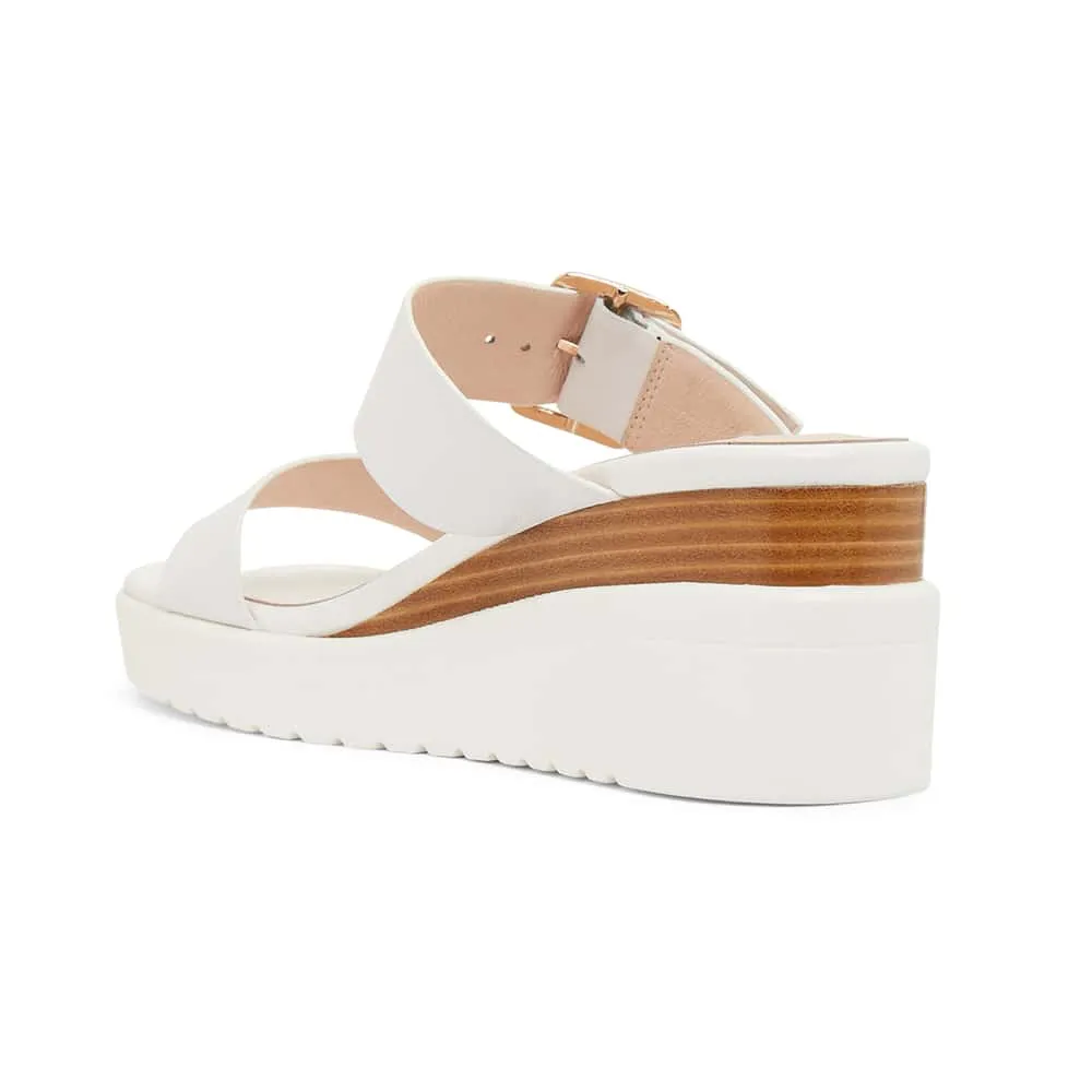 Indulge Wedge in White Leather