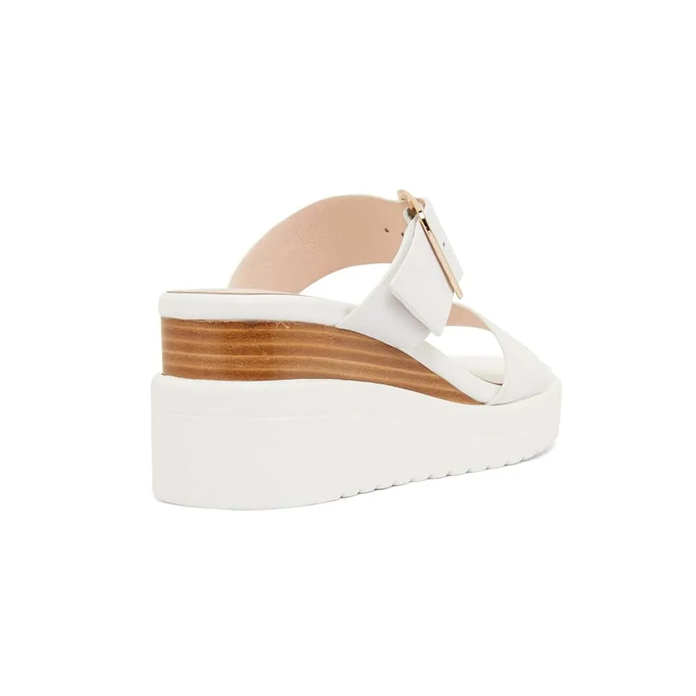 Indulge Wedge in White Leather