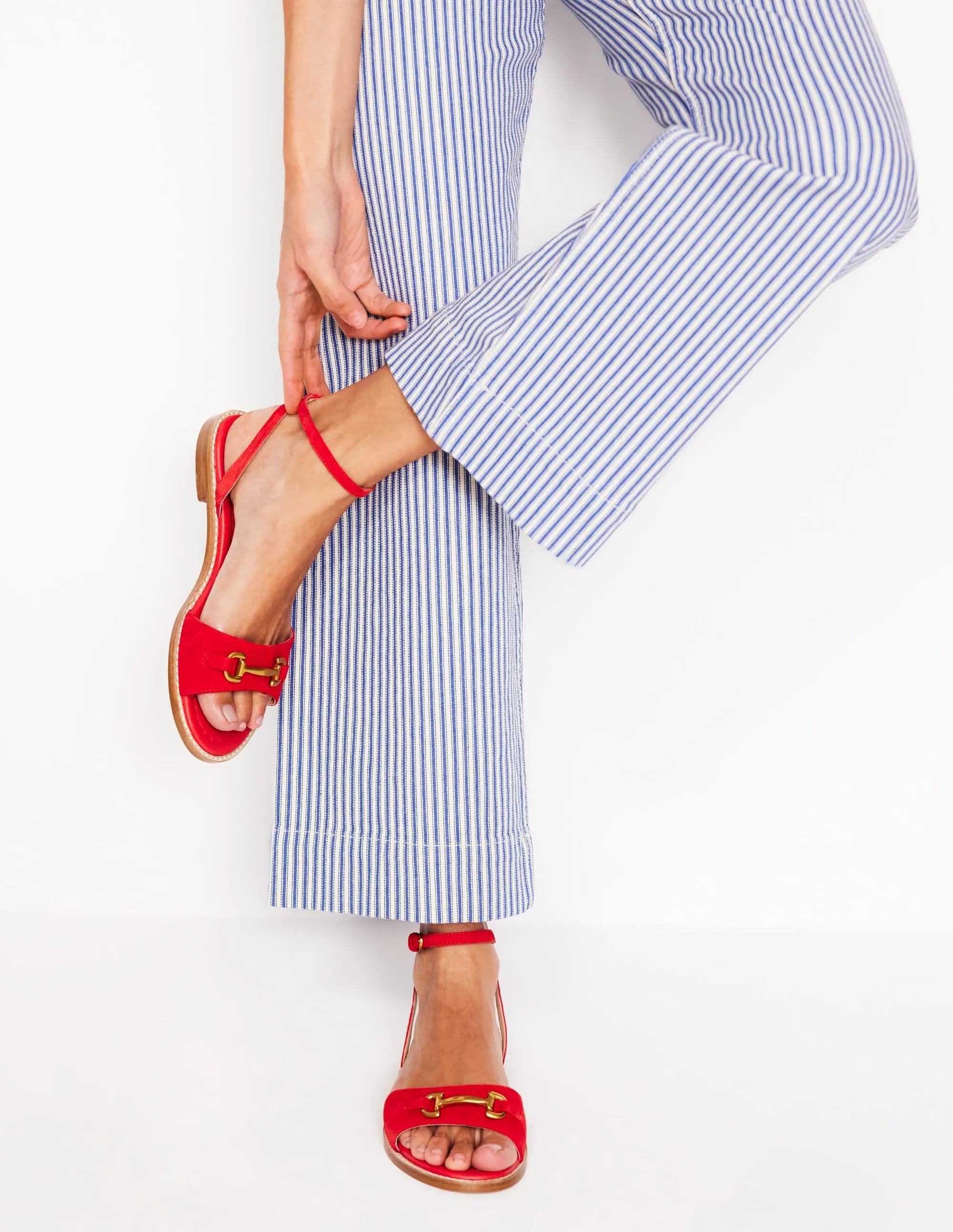 Iris Snaffle Flat Sandals-Post Box Red