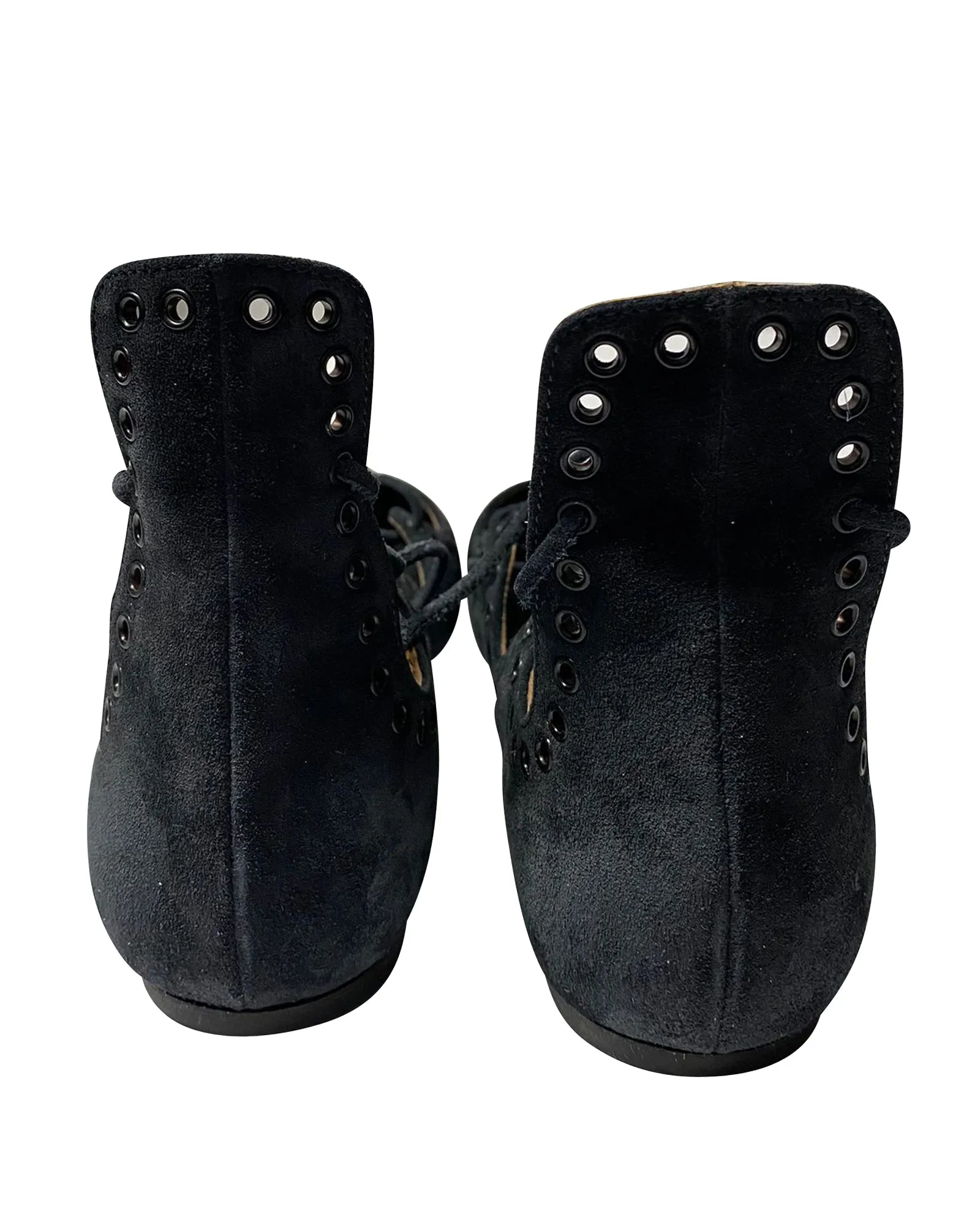 Isabel Marant Lace Up Flats in Black Suede