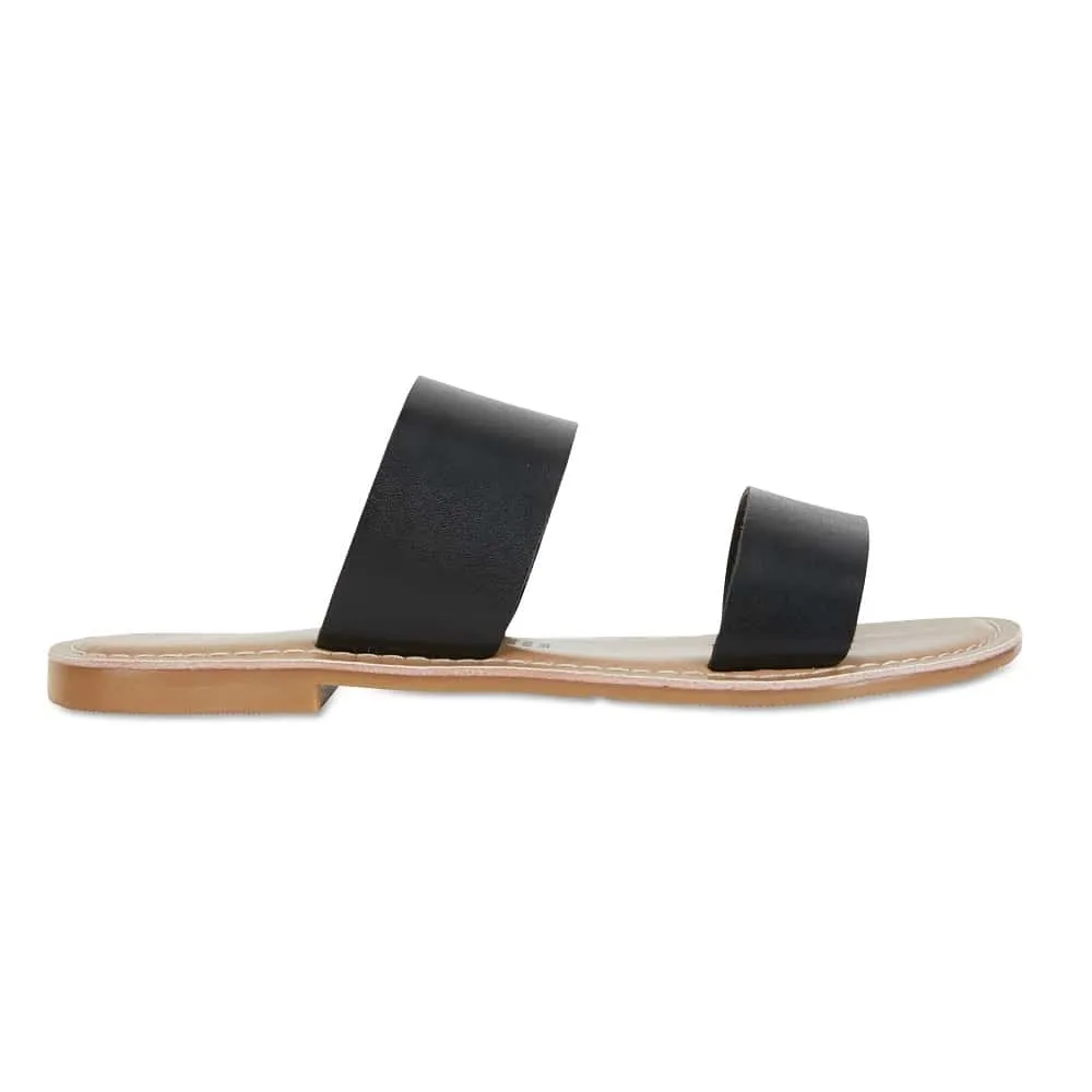 Izzy Slide in Black Smooth Leather