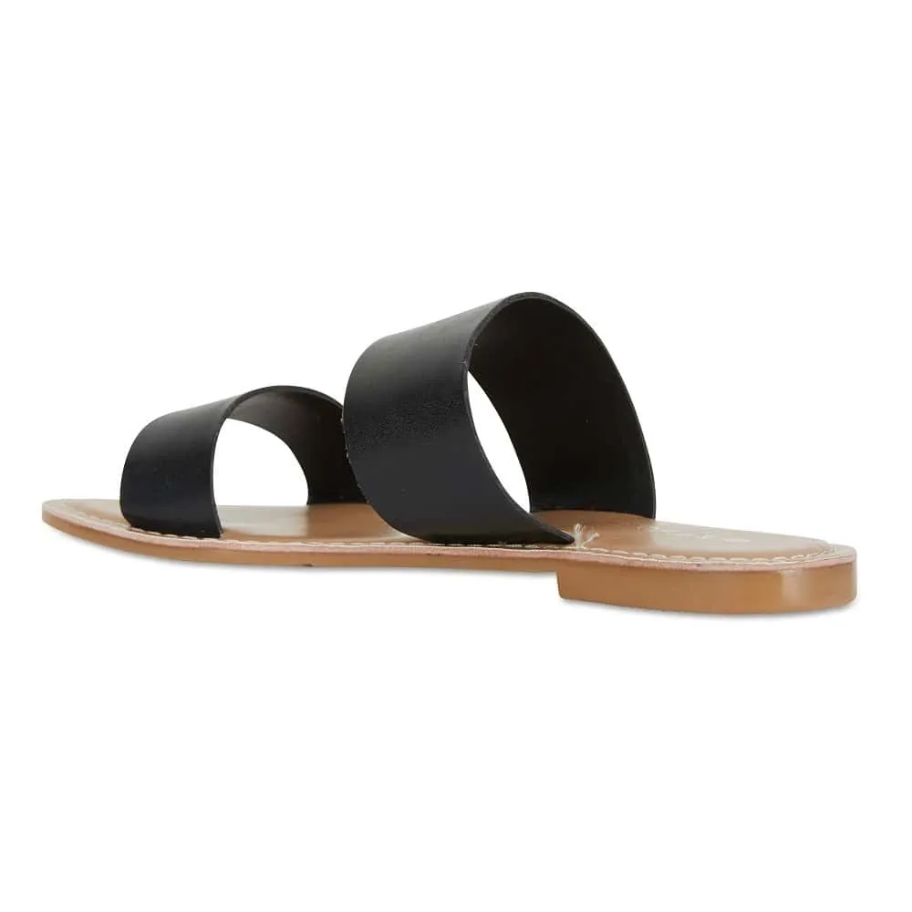 Izzy Slide in Black Smooth Leather