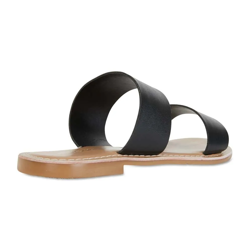 Izzy Slide in Black Smooth Leather