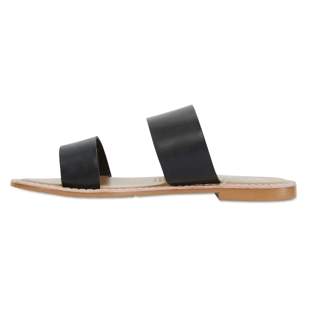 Izzy Slide in Black Smooth Leather
