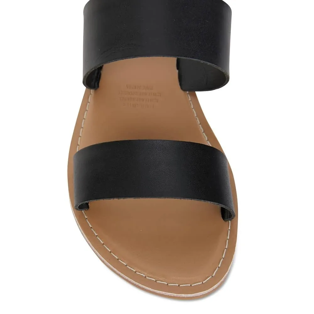 Izzy Slide in Black Smooth Leather