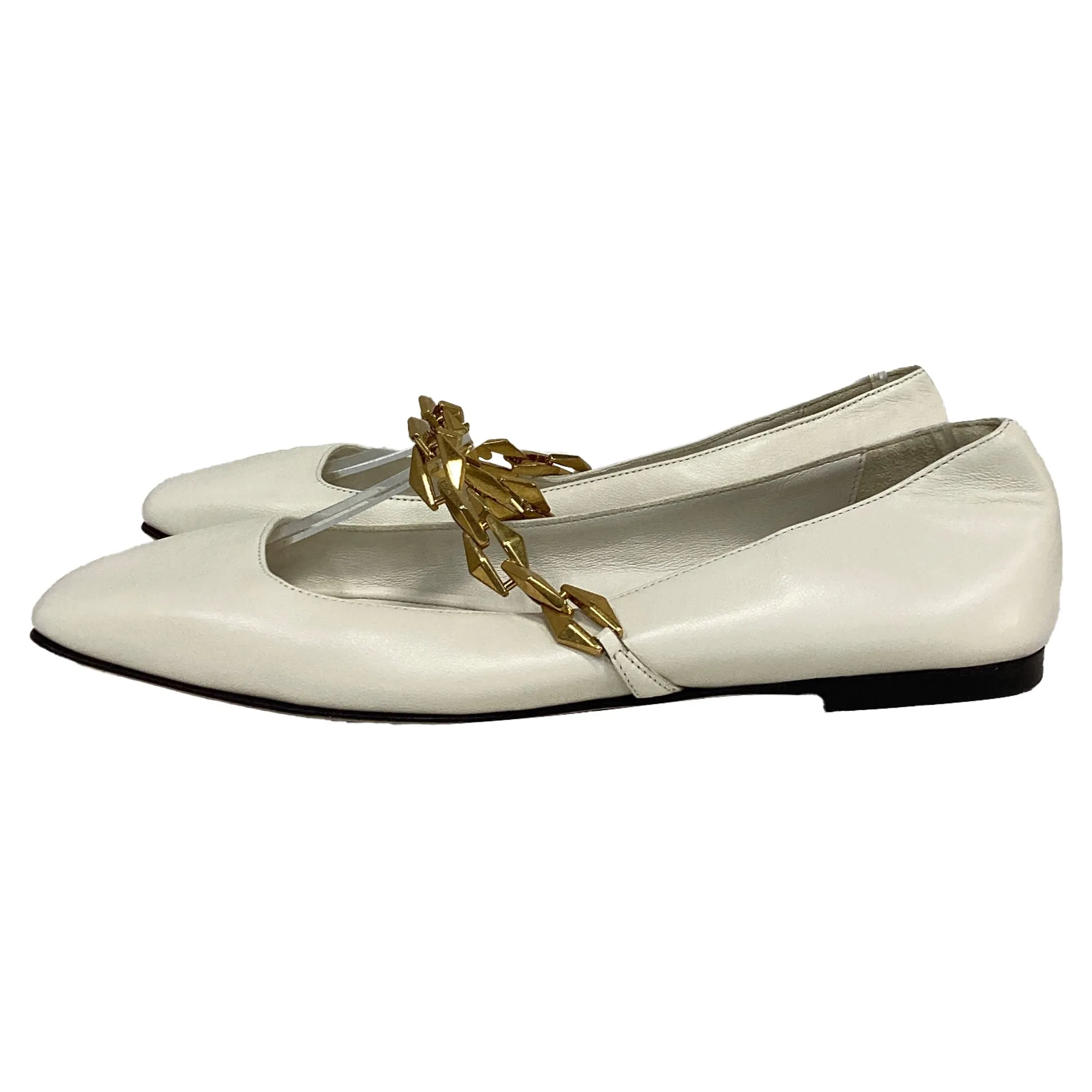Jimmy Choo Diamond Tilda Ballet Flats in White Leather