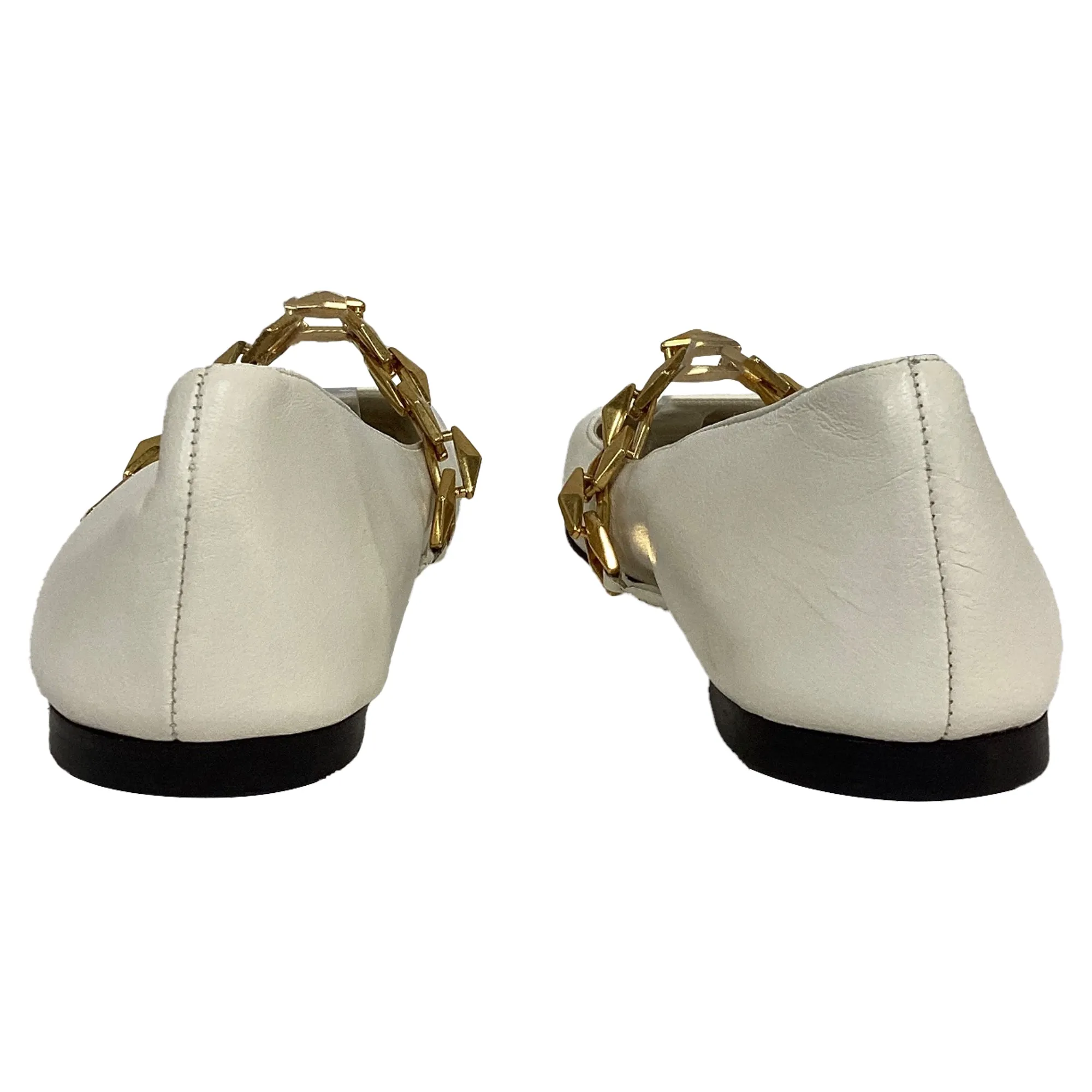 Jimmy Choo Diamond Tilda Ballet Flats in White Leather