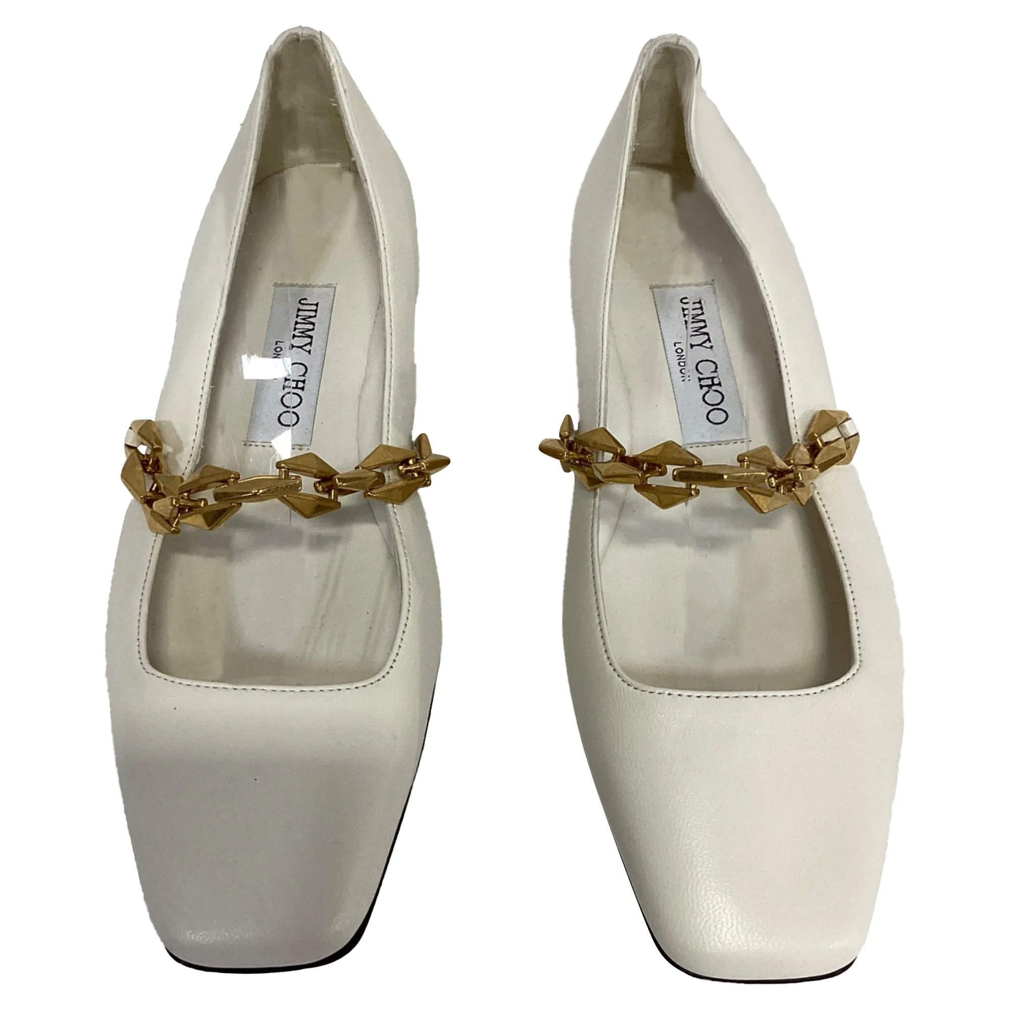 Jimmy Choo Diamond Tilda Ballet Flats in White Leather