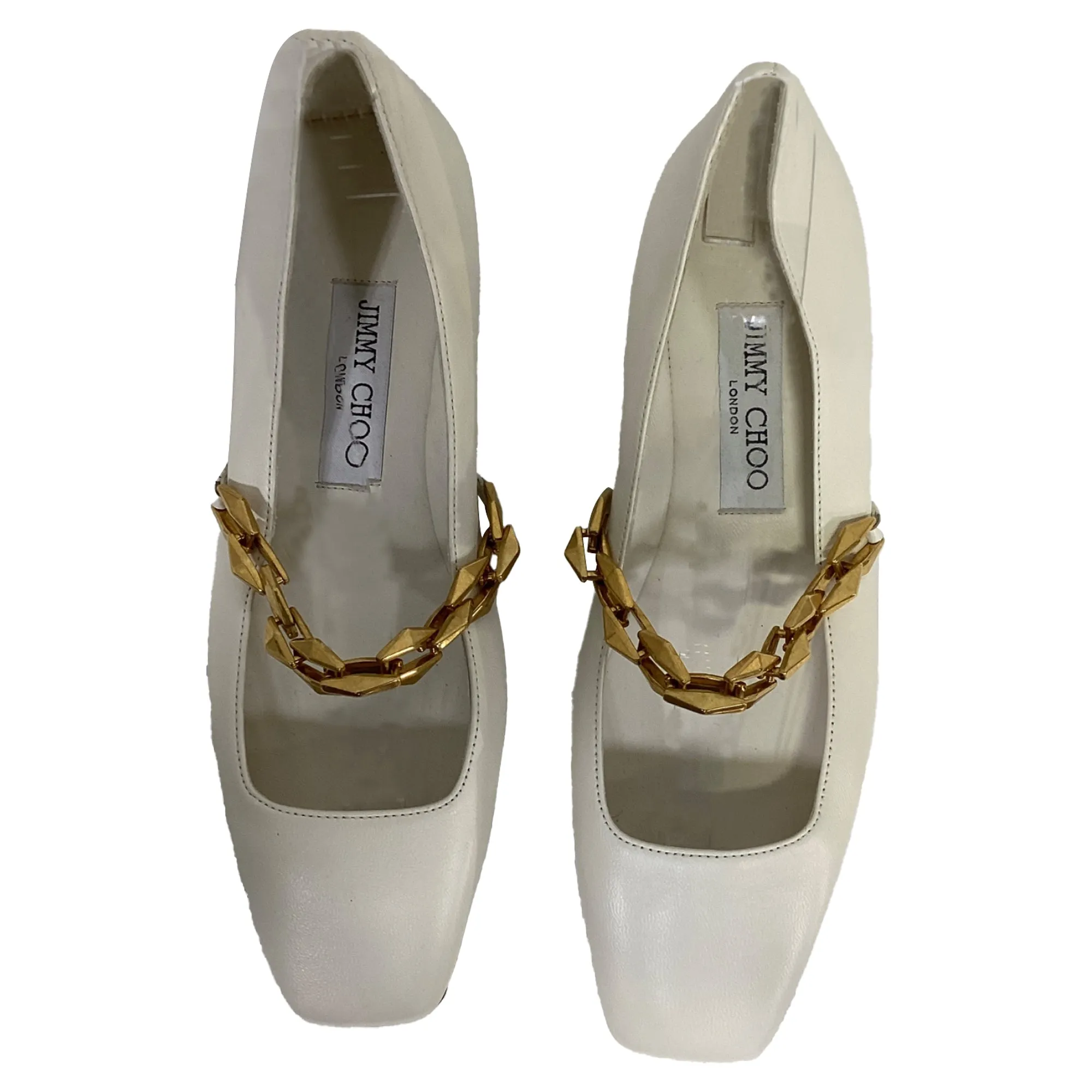 Jimmy Choo Diamond Tilda Ballet Flats in White Leather