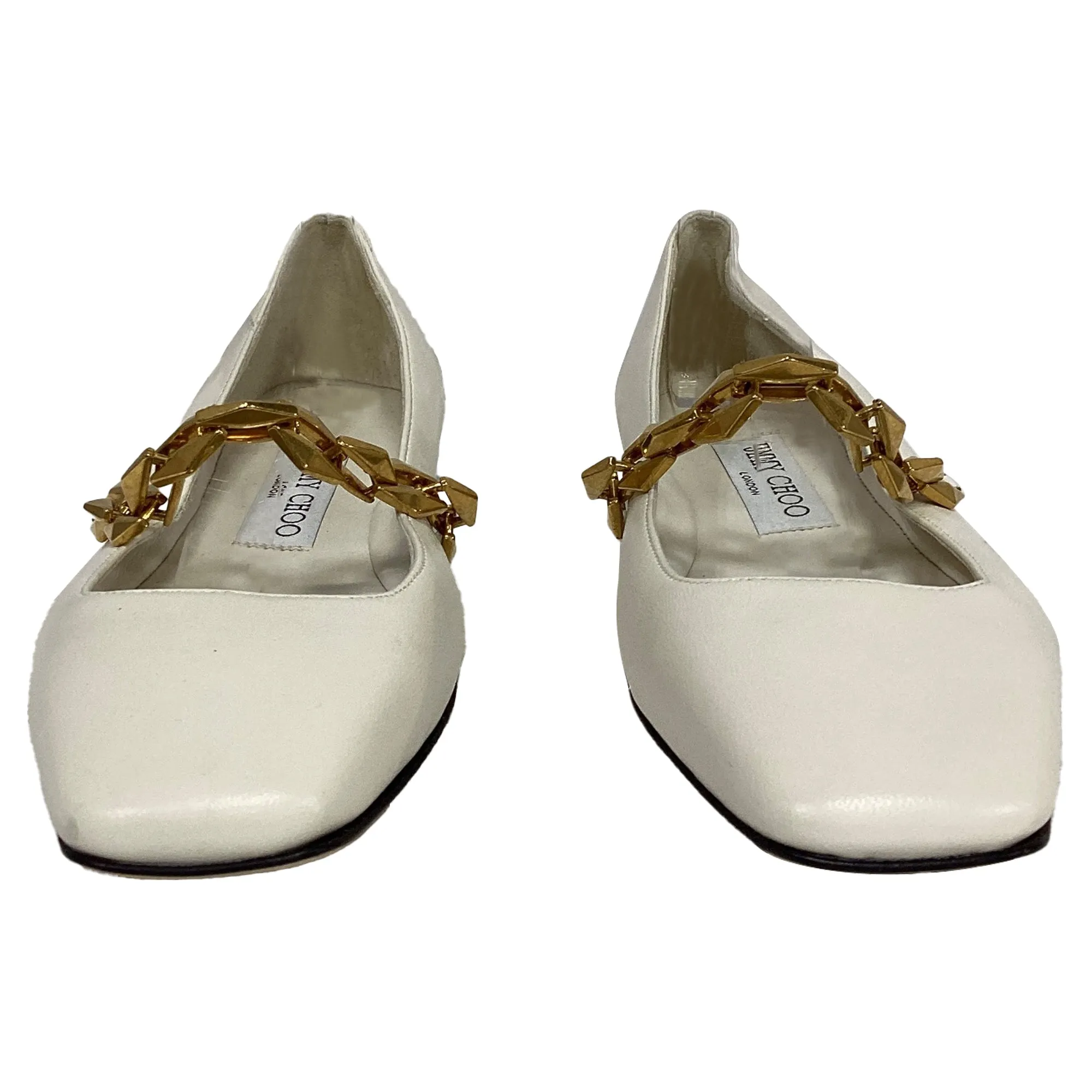 Jimmy Choo Diamond Tilda Ballet Flats in White Leather