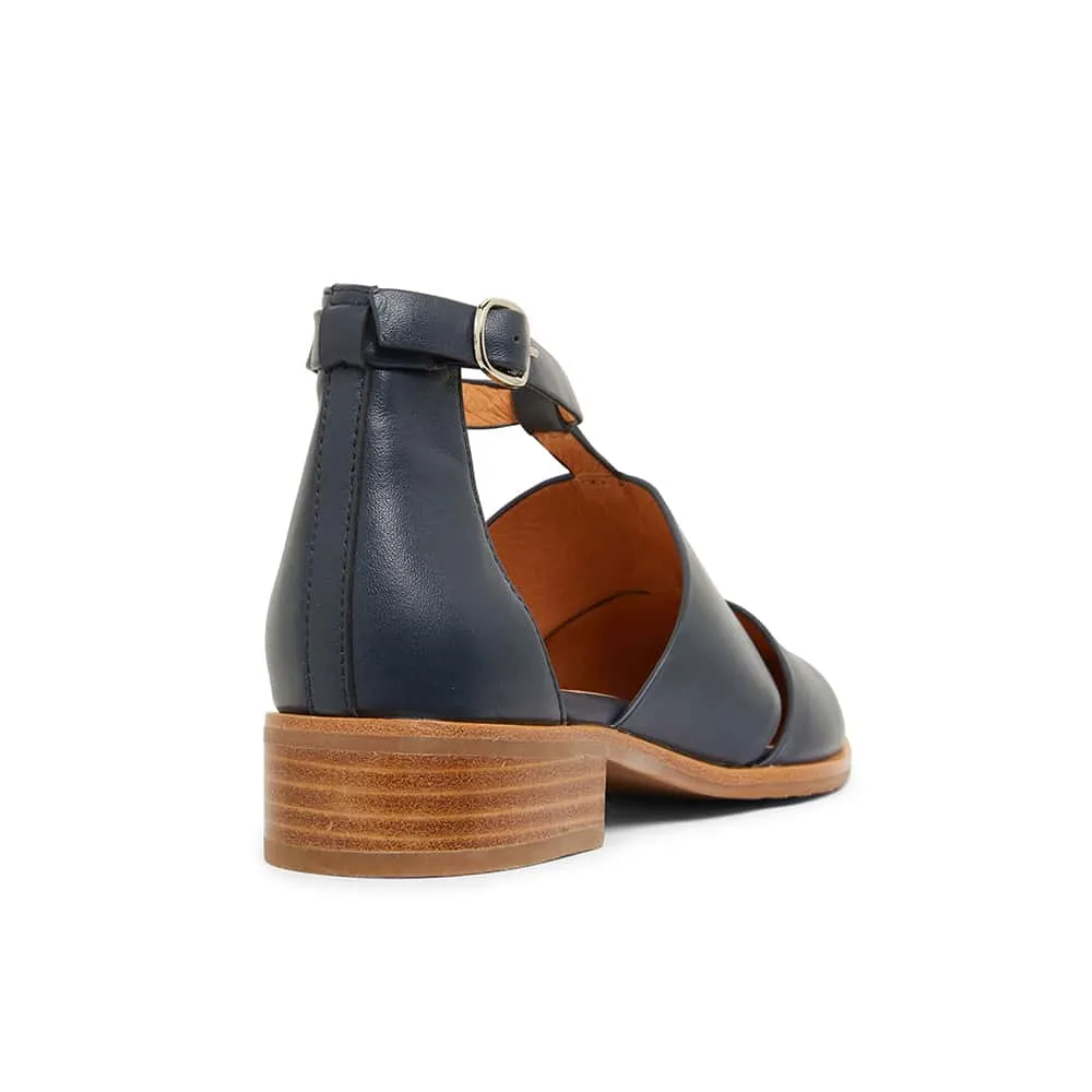 Jocelyn Flat in Navy Leather