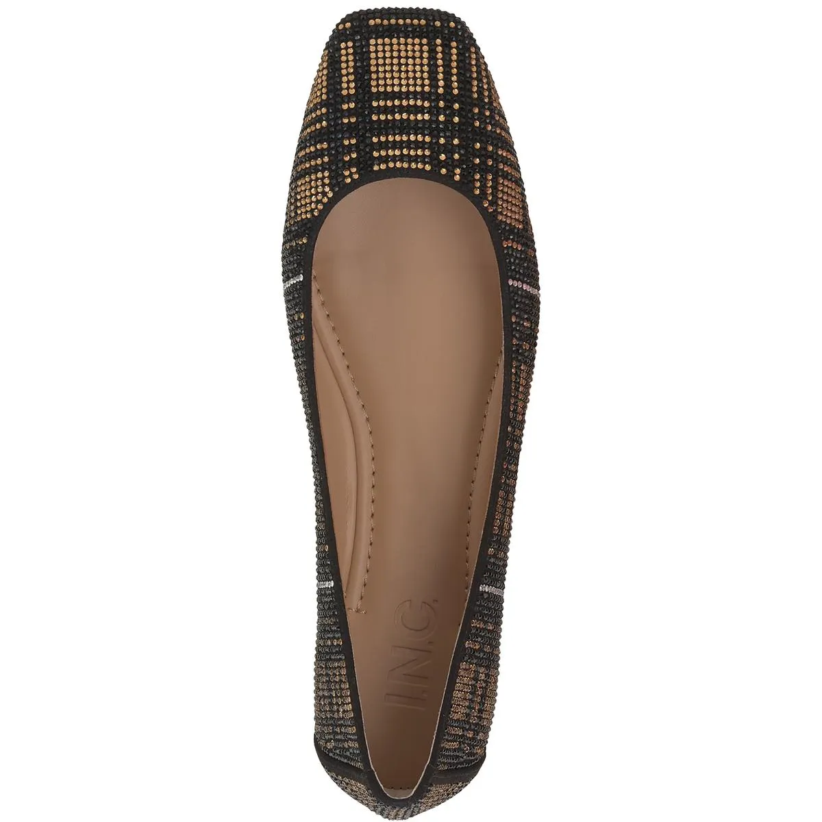 JUNEY 4 Womens Rhinestones Square toe Ballet Flats