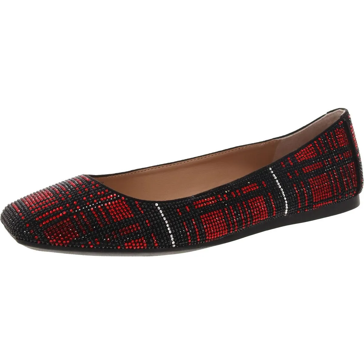 JUNEY 4 Womens Rhinestones Square toe Ballet Flats