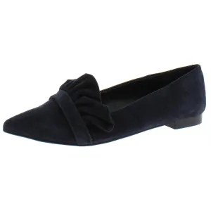 Kamber Womens Suede Ruffled Pointed Toe Flats