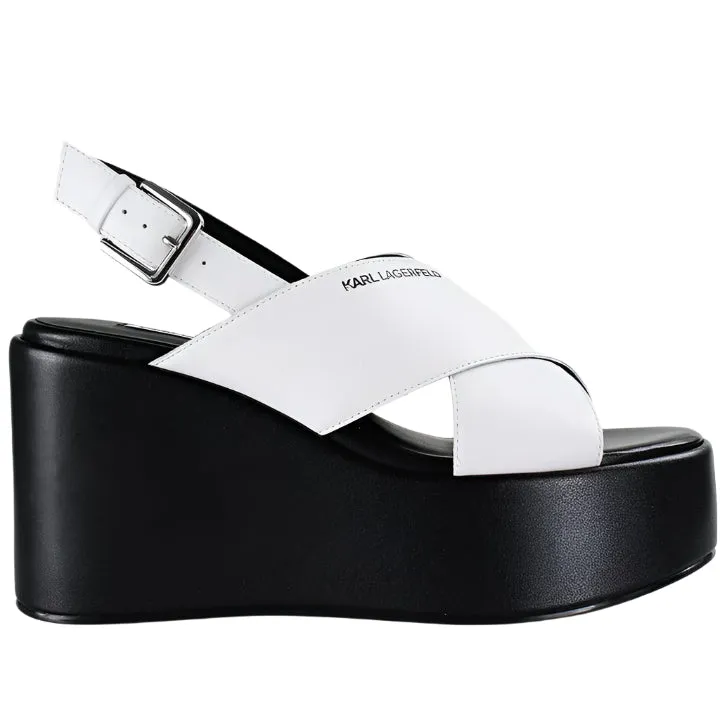 KARL LAGERFELD WENDY KROSS STRAP WHITE HEELS