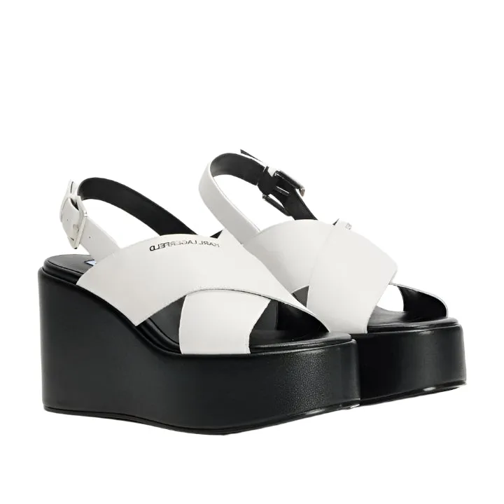 KARL LAGERFELD WENDY KROSS STRAP WHITE HEELS