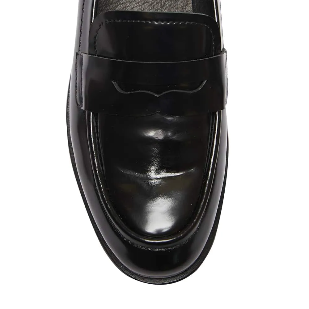 Kassidy Loafer in Black Hi Shine Leather