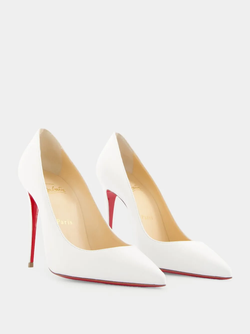 Kate 100mm White Nappa Leather Pumps