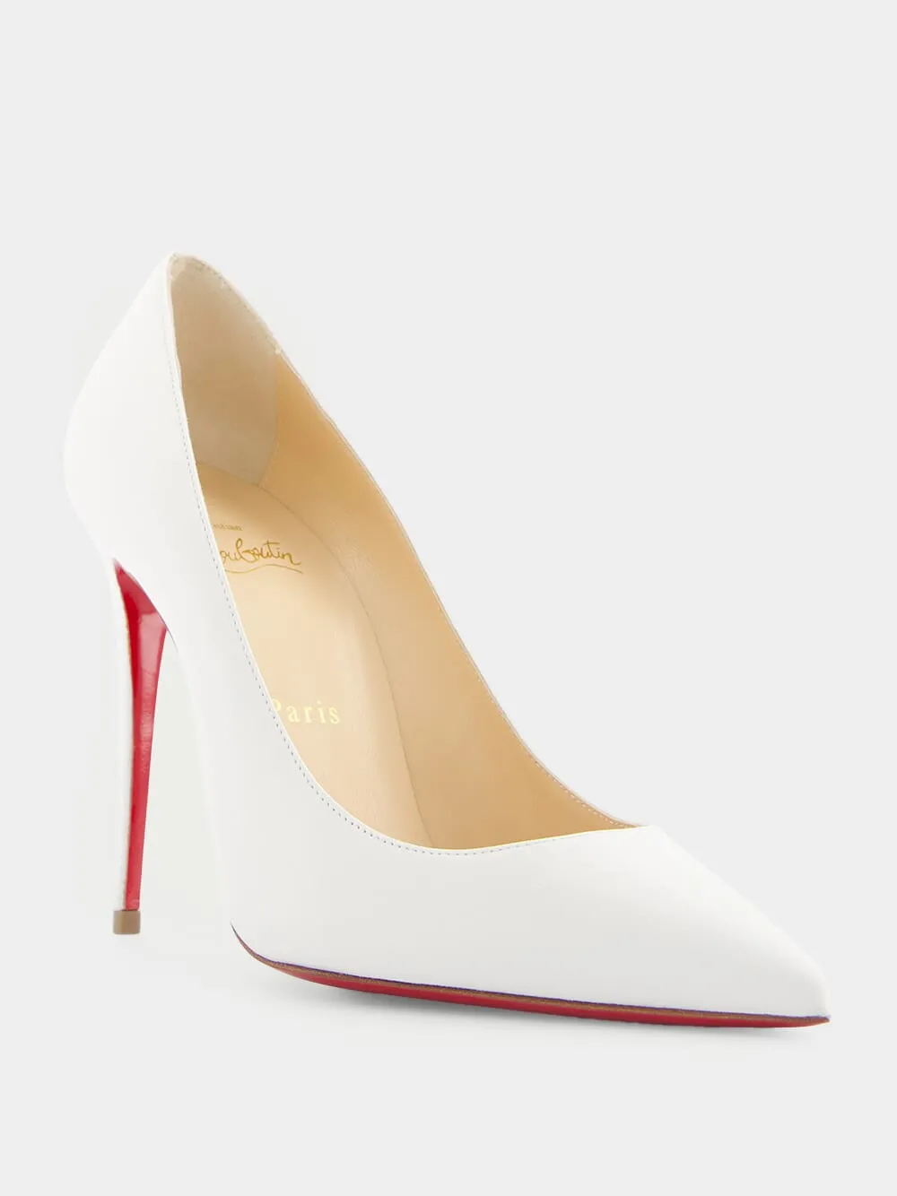 Kate 100mm White Nappa Leather Pumps