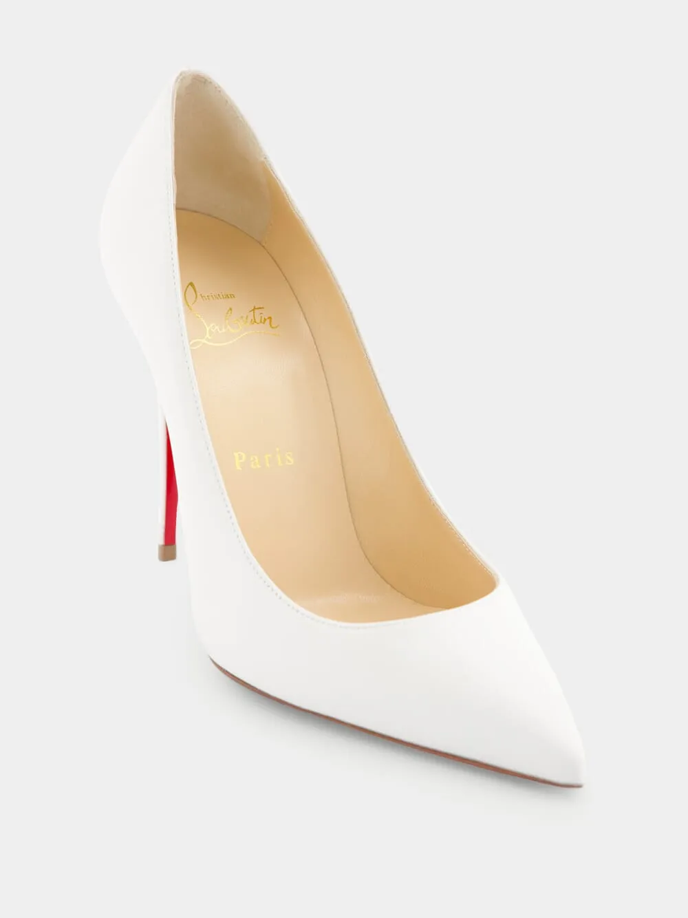 Kate 100mm White Nappa Leather Pumps