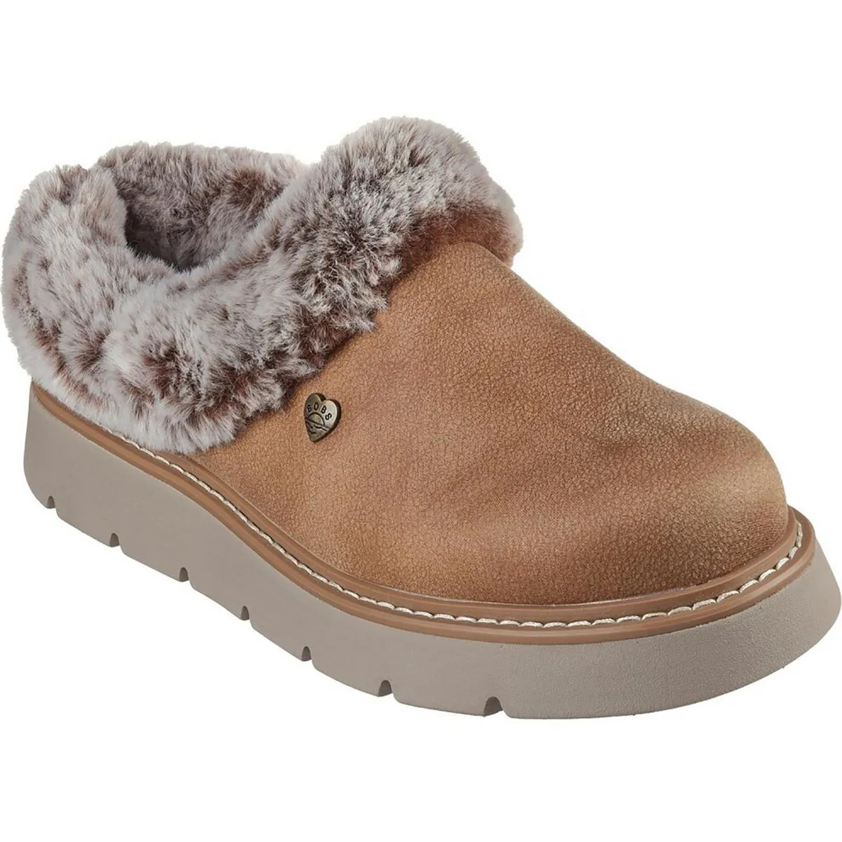 KEEPSAKES Womens Faux Fur Lining Slide On Casual Shoes